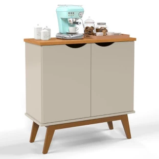 Buffet Aparador Pequeno 2 Portas 81cm Prism Patrimar Off White/Cinamomo