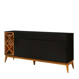 Buffet Sala Jantar Adega Passion EDN Preto/Cedro