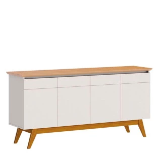Balcão Buffet 1.65cm Para Sala de Jantar 4 Portas Classic Imcal Off White/Nature
