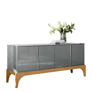 Buffet Balcão Para Sala de Jantar 168cm 4 Portas Amalfi Lukaliam Cinza/Tauari