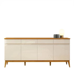 Buffet Grande 190cm Para Sala Estar Jantar 4 Portas 4 Gavetas Dinner 1.9 EAX Off White/Cedro