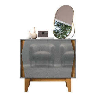 Balcão Buffet Pequeno 2 Portas 82cm Surina EAX Móveis Cinza/Tauari