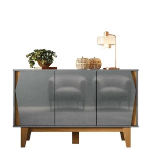 Balcão Buffet 3 Portas 123cm Surina EAX Móveis Cinza/Tauari