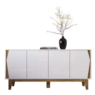 Balcão 165cm Buffet 4 Portas Surina EAX Móveis Branco/Canela
