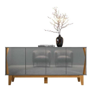 Balcão Buffet 4 Portas 165cm Surina EAX Móveis Cinza/Tauari