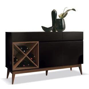 Balcão Buffet Adega Sala Jantar Chandon EDN Preto/Naturale