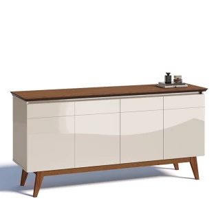 Balcão Buffet 1.65cm Para Sala de Jantar 4 Portas Classic Imcal Off White/Freijó