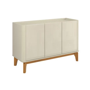 Buffet Balcão 120cm Sala com 3 Portas Flip 1.2 Patrimar Off White