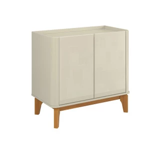 Buffet Balcão Pequeno 90cm Sala com 2 Portas Flip 90 Patrimar Off White