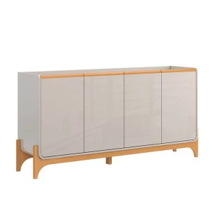 Buffet Balcão 166cm Sala Estar ou Jantar 4 Portas  Lion Lukaliam Off White/Freijo