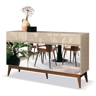 Buffet Sala Jantar Espelhado 3 Portas Malbec EDN Off White