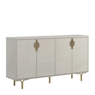 Buffet Balcão 160cm 4 Portas Pés Ferro Marsala Lukaliam Off White