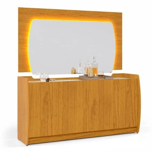 Buffet Com Espelho Sala Jantar Sublime 1.6 Gelius Naturale/Off White