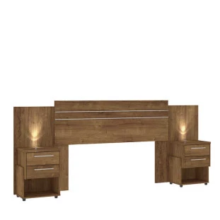 Cabeceira Com LED Casal / Queen Bahamas Mirarack Canela