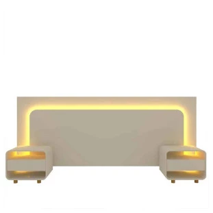 Cabeceira Para Cama Box de Casal Queen e King com 2 Mesas de Cabeceiras Innova Gelius Off White
