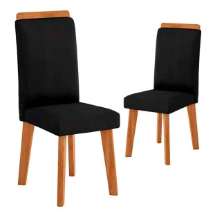 Conjunto 02 Cadeiras Sala de Jantar Pés Oblongo Diamante RV Móveis Preto