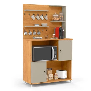 Cantinho do Café Balcão Para Micro-Ondas  90cm Aconchego Patrimar Cinamomo/Off White