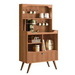 Balcão Cantinho do Café 150x80cm Rubi Lukaliam Jequitiba Ripado 3D