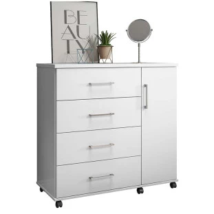Cômoda Pequena 103cm Com Sapateira 4 Gavetas Belle Lukaliam Branco