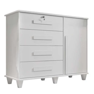 Cômoda com Sapateira 120cm 4 Gavetas Quarto Grécia RV Móveis Branco