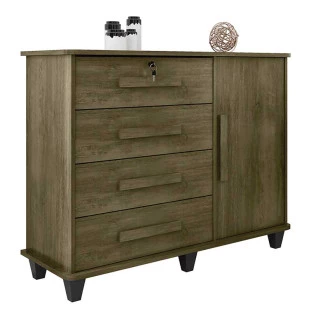 Cômoda com Sapateira 4 Gavetas Grécia RV Móveis Imbuia