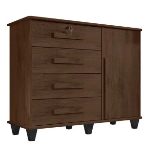 Cômoda com Sapateira 120cm 4 Gavetas Quarto Grécia RV Móveis Noce