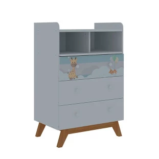 Cômoda Infantil Pequena Mundo Encantado Pés Cadeira Gelius Branco