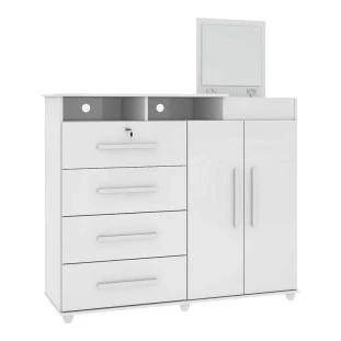 Cômoda com Sapateira Diamante Mirarack Branco