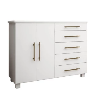 Cômoda Sapateira 2 Portas 5 Gavetas Suíca Gelius Branco