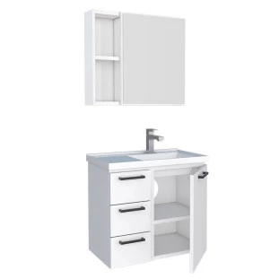 Conjunto Para Banheiro Aço Gabinete com Espelho Ameixa 60 Cozimax Branco