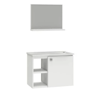 Conjunto Para Banheiro Aço Gabinete com Espelho Acerola 60 Cozimax Branco