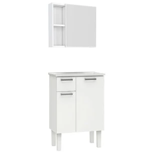 Conjunto Para Banheiro Aço Araça 60 Espelho Ameixa Cozimax Branco