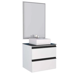 Conjunto Para Banheiro Aço Gaia 60 Com Espelho e Cuba Cubo Cozimax Branco
