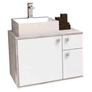 Gabinete de Banheiro Caeté 60 com Cuba Cubo Cozimax Branco/Calcare