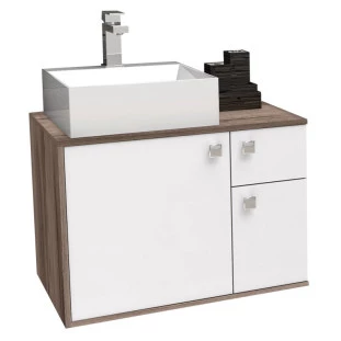 Gabinete de Banheiro Caeté 60 com Cuba Cubo Cozimax Branco/Tamarindo