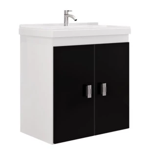 Gabinete Para Banheiro Madeira Ficus 50 Cozimax Branco/Preto