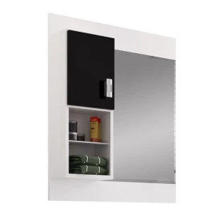 Espelho Para Banheiro Madeira Ficus 50 Cozimax Branco/Preto