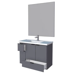 Conjunto Para Banheiro Orquídea 80 Com Espelho Bisotê 800x850 Cozimax Cinza