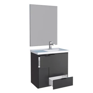 Conjunto Para Banheiro Orquídea 60 Com Espelho Bisotê 600x850 Cozimax Preto