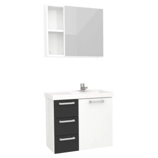 Conjunto Para Banheiro Aço Ameixa 60 Cozimax Branco/Preto