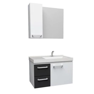 Conjunto Para Banheiro Aço Romã 60 Cozimax Branco/Preto