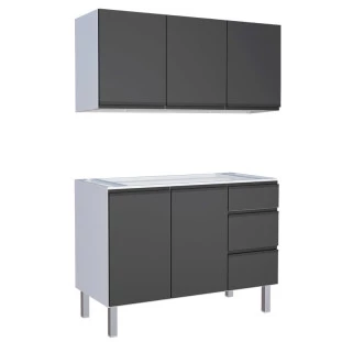 Cozinha Completa Gabinete Para Pia e Armário Aéreo Gaia 120cm Cozimax Preto
