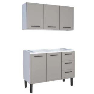 Cozinha Gabinete e Aéreo 120 Juno 3G Cozimax Cinza Argila