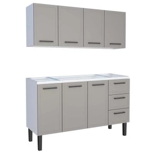 Cozinha Gabinete e Aéreo 150 Juno 3G Cozimax Cinza Argila