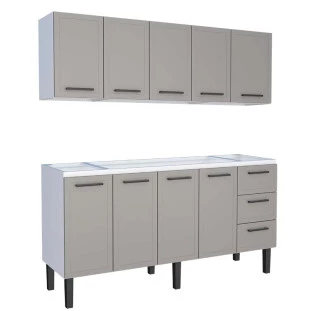 Cozinha Gabinete e Aéreo 180 Juno 3G Cozimax Cinza Argila