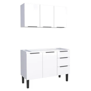 Cozinha Completa Gabinete Para Pia 120cm e Armário Aéreo Júpiter Cozimax Branco