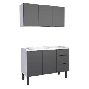 Cozinha Completa Gabinete Para Pia 120cm e Armário Aéreo Júpiter Cozimax Preto
