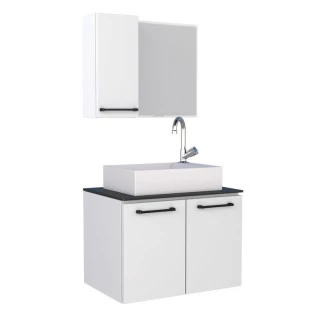 Conjunto Para Banheiro Aço Pêssego 60 com Cuba Prisma Cozimax Branco