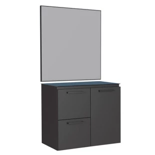 Conjunto Banheiro Aço Gabinete Osiris 60 Com Espelho Gaia Sem Cuba Cozimax Preto