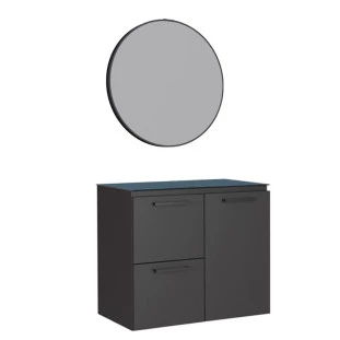 Conjunto Banheiro Aço Gabinete Osiris 60 Com Espelho Luna Sem Cuba Cozimax Preto